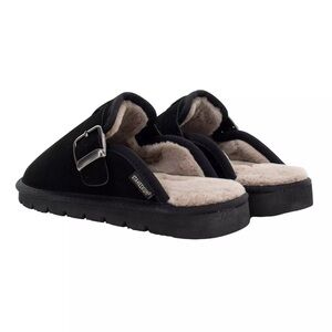 Staheekum Womens Shoes Clogs BLACK Chelan Slip-On Memory Foam Faux Fur Suede